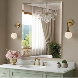 Frameless Wall Mirror, 28"x 36", New in Box