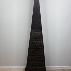 Asian Bali Pagoda Wooden Drawer Chest