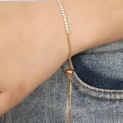 ONE LEFT Gorgeous NEW Gold Sliding Chain Rhinestone Women’s Fashion Jewelry Bracelet