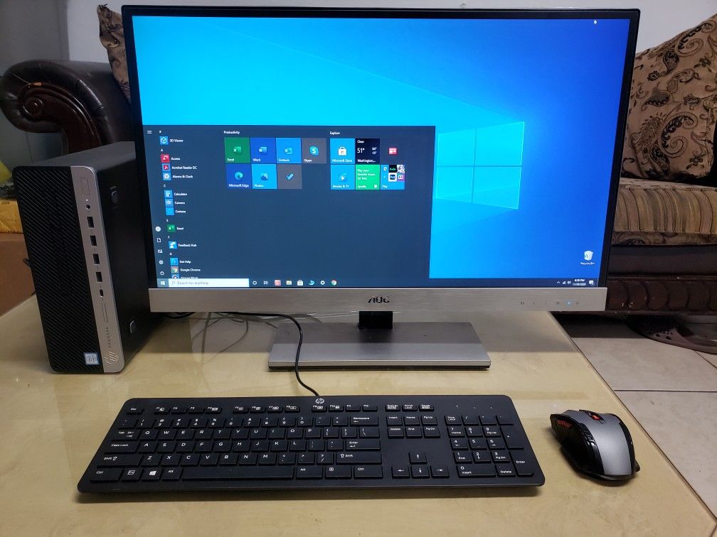 Wireless desktop HP Prodesk 600 G3, 27" AOC monitor