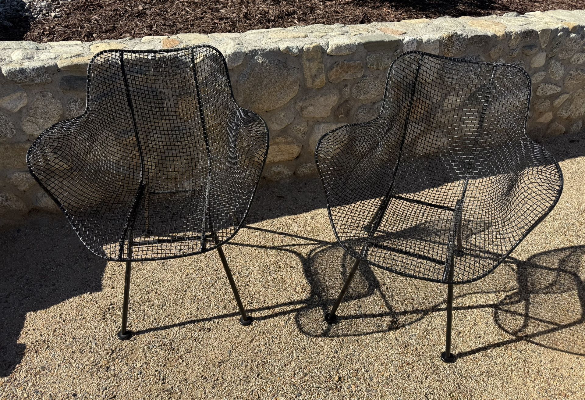 WOODARD SCULPTURA PATIO CHAIRS PAIR 2 RESTORED POWDER COATED BLACK