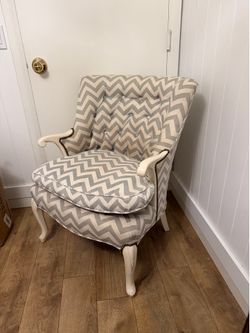 Vintage blue and white chevron chair