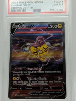 PSA 10 Gem Mint 2023 Pokemon Crown Zenith Raikou V Full Art #GG41