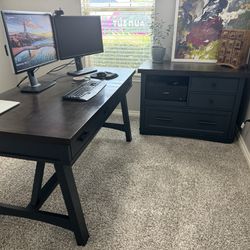 60” Desk & Filing Cabinet with Built in Power 