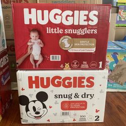 Huggies Little Snugglers Size 1 96 Diapers Huggies Snug & Dry 108 Diapers 