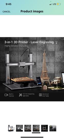 Snapmaker 3D Printers, 2.0 A250T Modular 3-in-1 3D Printer with One Black PLA Filament, Upgrade 3 in 1 3D Printer with 3D Printing/Laser Engraving/CNC