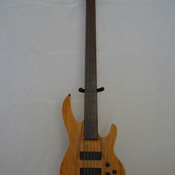 Brice HXB-405 Natural Spalted 5-string Fretless Active Bass Guitar