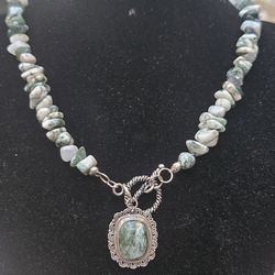 Tree Agate Necklace W/ Pendant 
