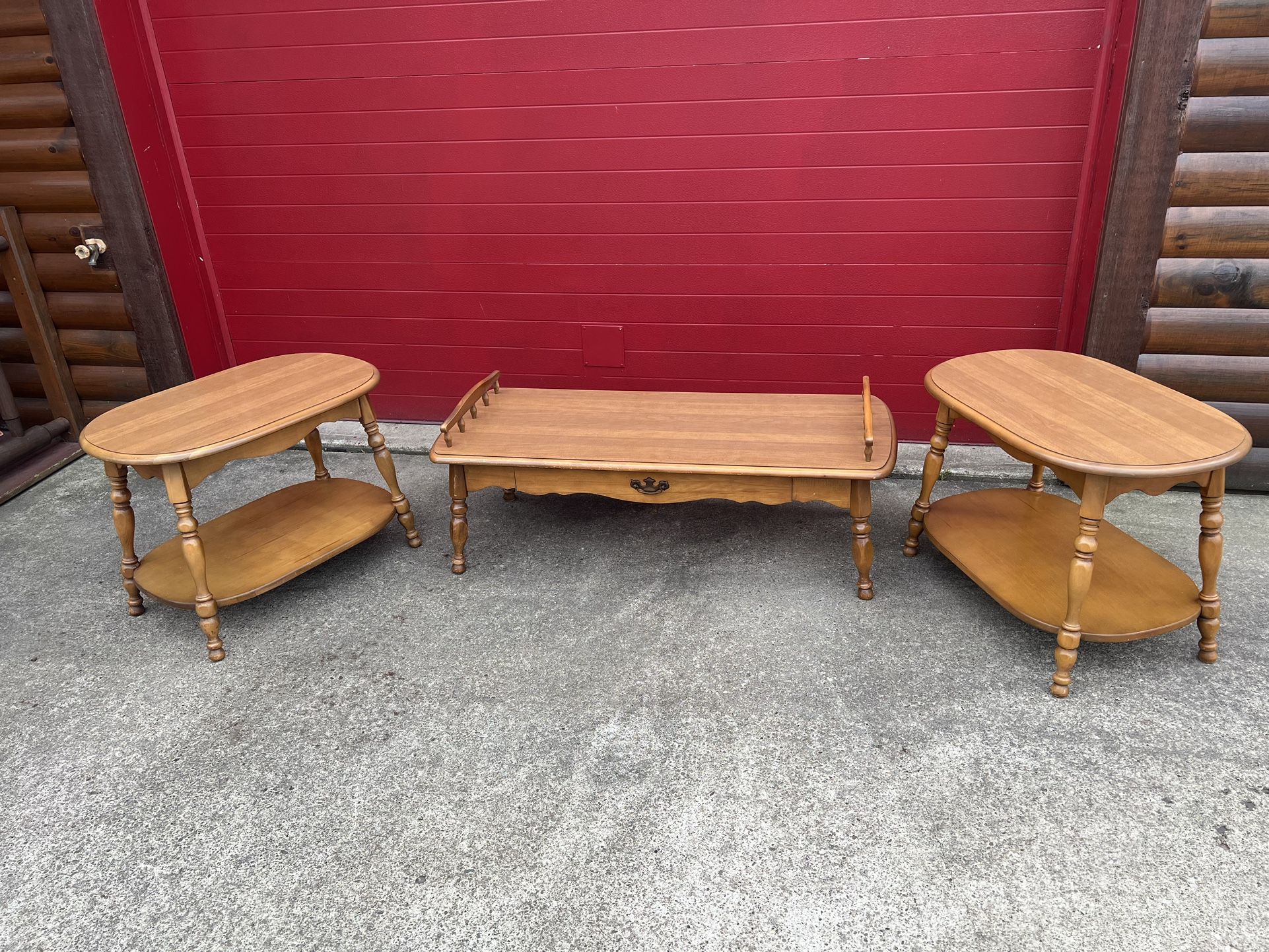 Solid Wood Coffee Table With Storage And End Tables