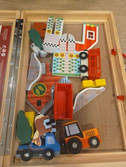 Wooden Farm Playset with Vehicles and Pieces