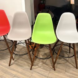 Mid-Century Barstool Chairs - Available in Red, Light Gray, Green or Dark Gray - NEW (Only 2 Stool Bases Left)