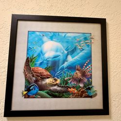 Gorgeous framed 5D lenticular Ocean themed picture