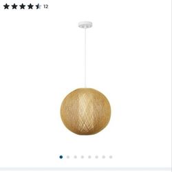 Light  Globe Electric ⚡ Led Integrated Natural Rattan Pendant Fixture 