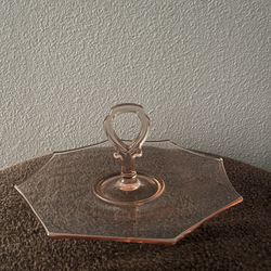 Vintage Pink Glass Serving Tray