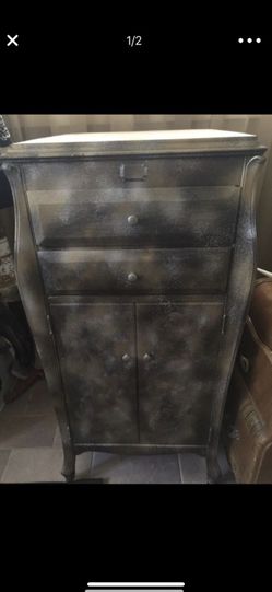 Antique Storage cabinet table with drawers and shelf inside