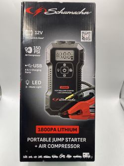 Lithium Portable Jump Starter + Air Compressor Schumacher 1800PA 