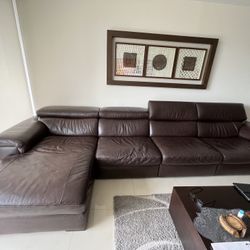 Natuzzi Sofa Dark Brown Premium Leather