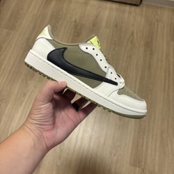 Jordan Retro 1 Low Travis Scott Olive Golf 