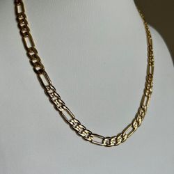 14k Gold Diamond Cut Figaro Chain