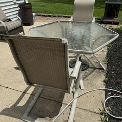 Glass Patio Table with 2 Chairs