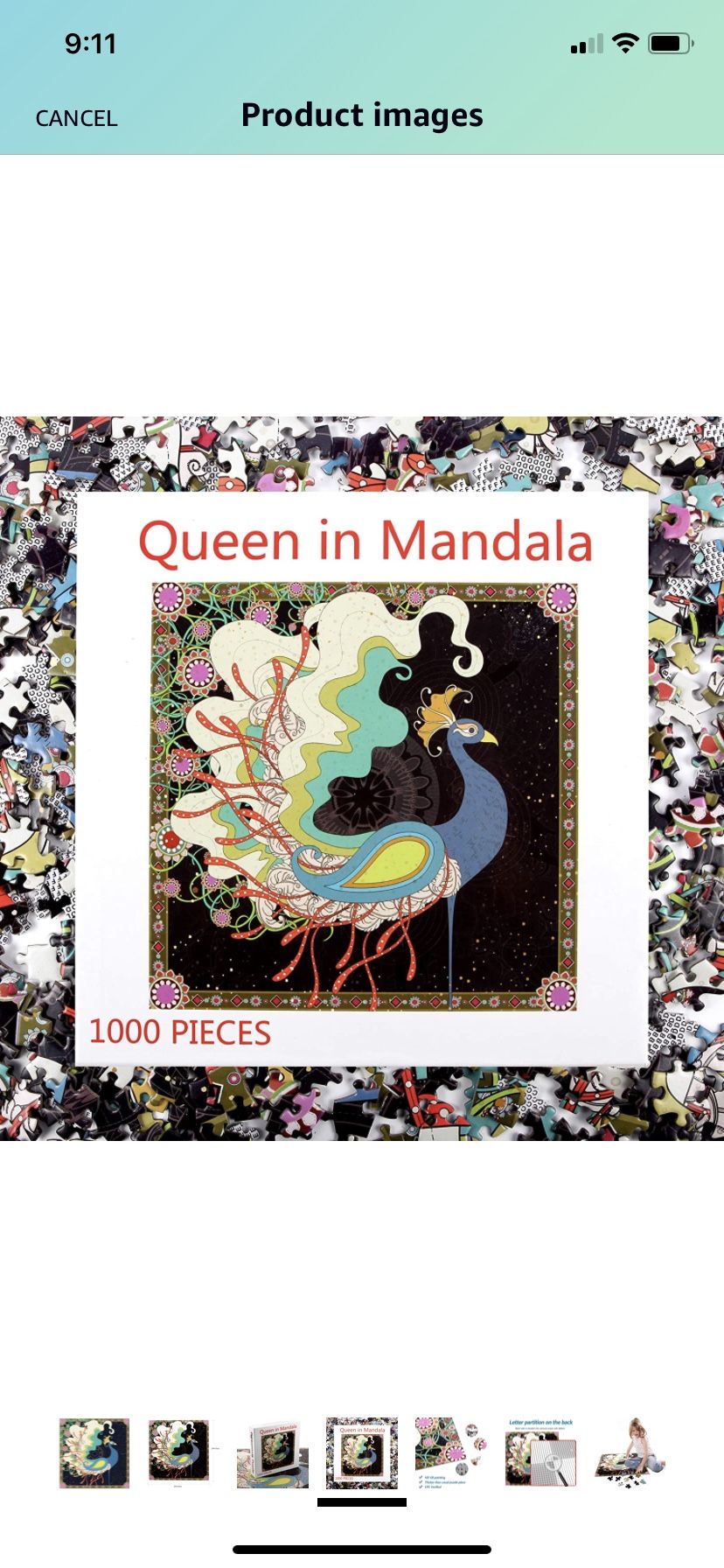Bgraamiens Puzzle-Queen in Mandala-1000 Pieces Square Puzzle Color Challenge Jigsaw Puzzles for Adults and Kids
