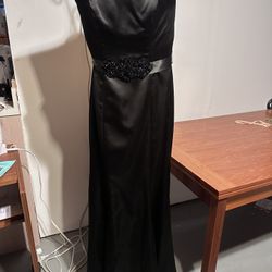 Gown Long Strapless Satin Fully Lined Godet Skirt Beaded Belt By Lazaro Size 6