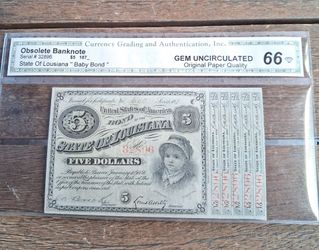Baby bond of Louisiana 1871-78 Gem 66
