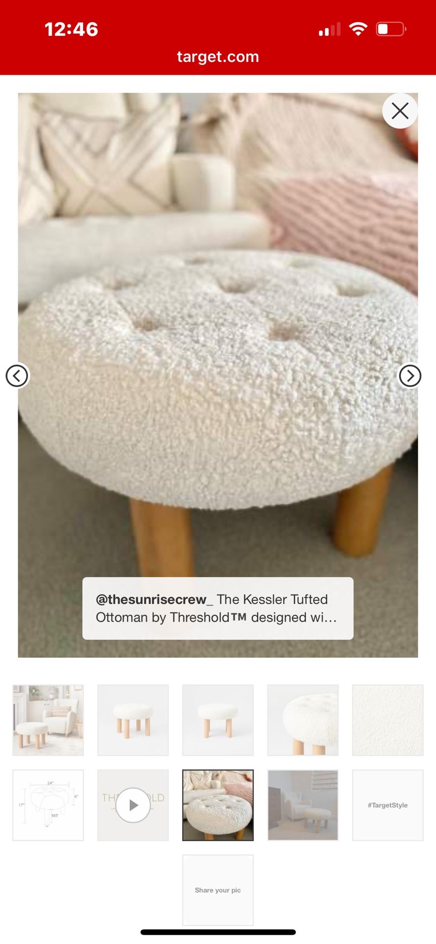 New White Tufted Ottoman