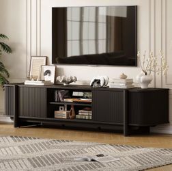 Brand New 70” Modern Black Fluted TV Stand