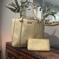 Kate Spade Tote Bag Gold And Wallet