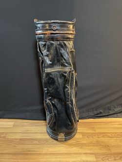 Vintage Spaulding Kangaroo Leather Golf Cart Bag worn but good cond. all zip/work as is pick up dlv