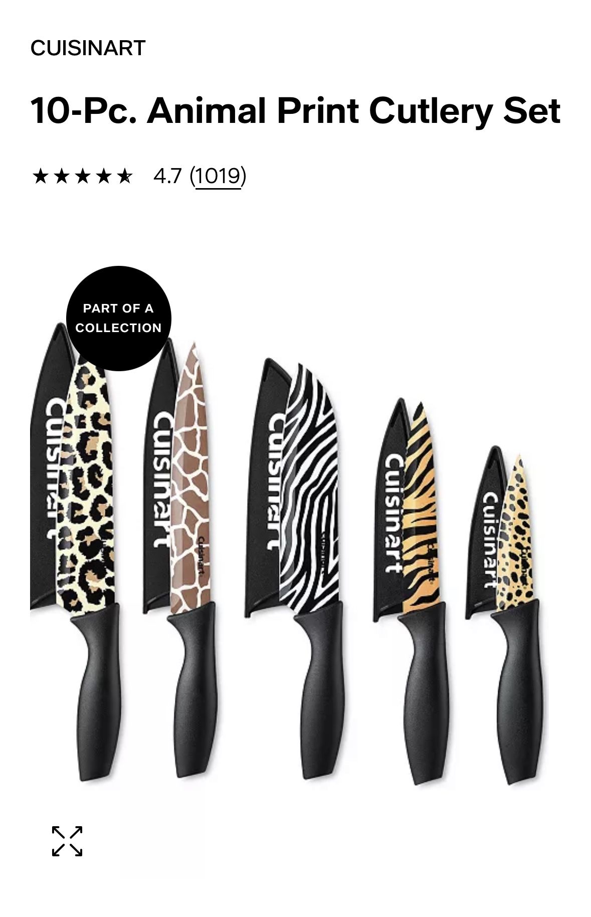 Cuisinart Advantage 10 Pc Knife Set Animal Print
