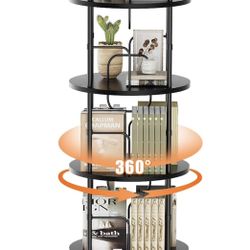 5 Tier Rotating Bookshelf, 360 ° Display Stackable Spinning Bookshelf Tower