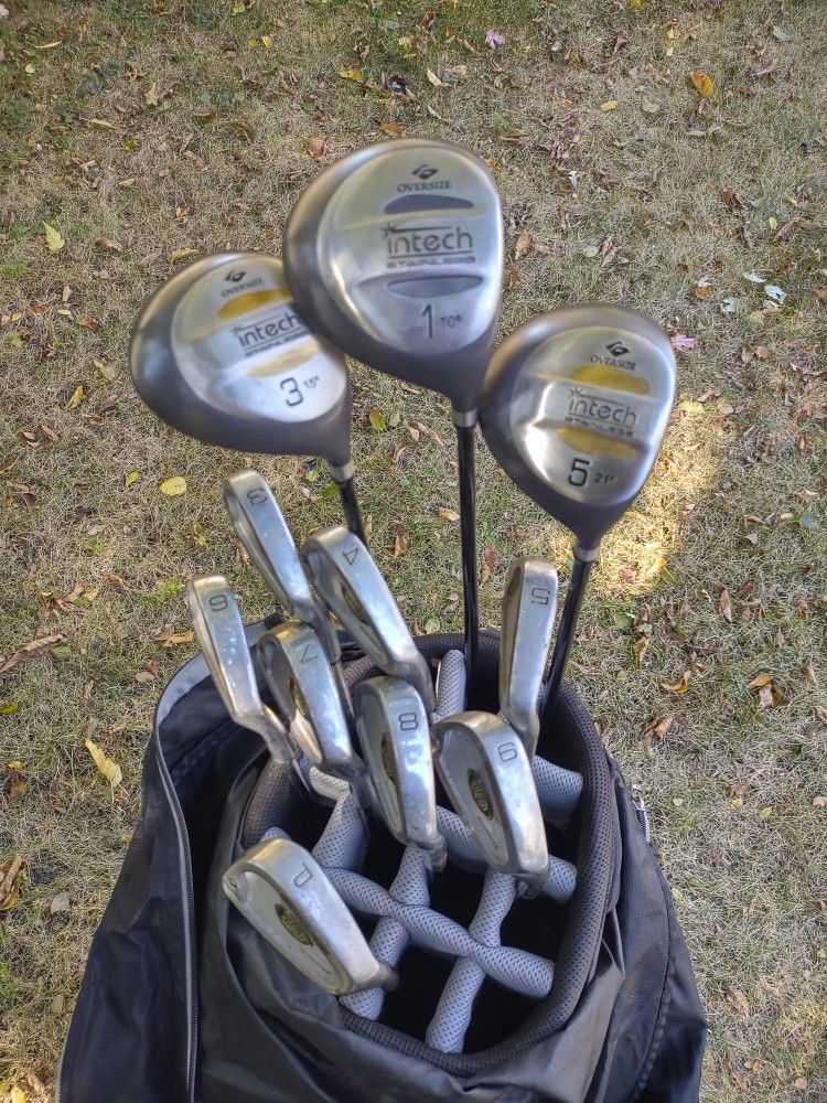 Intech Oversize Irons 3-PW plus Drivers 1, 3 & 5 and Nike Cart Bag