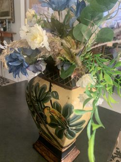Beautiful painted Vase And floral Arrangement