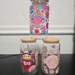 Glass 16oz Bamboo Tumblers