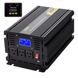 VEVOR Power Inverter, 2500W Modified Sine Wave Inverter, DC 12V to AC 120V Car Converter, with LCD Display, Remote Controller, LED Indicator, AC Outle