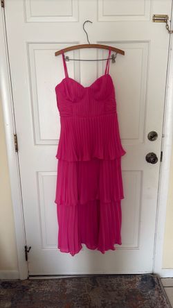 Pink Pleated Layered Dress