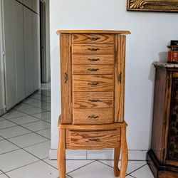 Standing Wooden Jewelry Armoire/Cabinet 