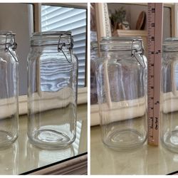 Set Of 2 Glass Clamp Lid Canisters 