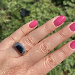 MOVADO BLACK ONYX STERLING SILVER UNISEX RING SIZE 5.25