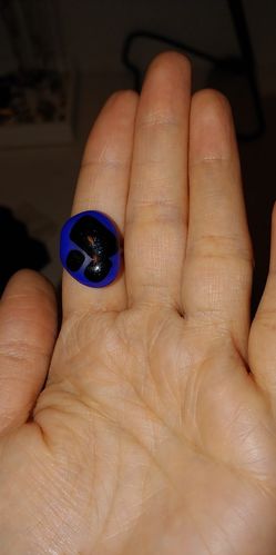 Sterling silver adjustable ring with blown glass