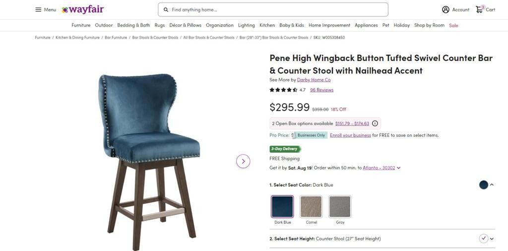 Beautiful Teal Aqua Blue Swizel Counter Hight Bar Stools For Sale.  Like New!!!