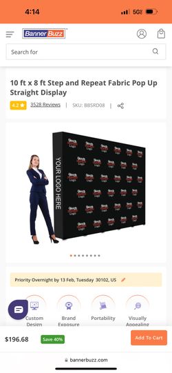 Presto Pop Up Display Frame On Wheels 7.5 By 12