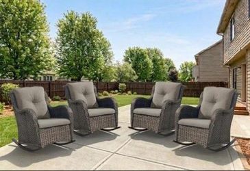 Set of 4 Wicker Outdoor Rocking Chairs patio furniture patio chairs 🚛🆕☑️