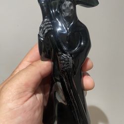 Natural Black Onyx Santa Muerte Sculpture