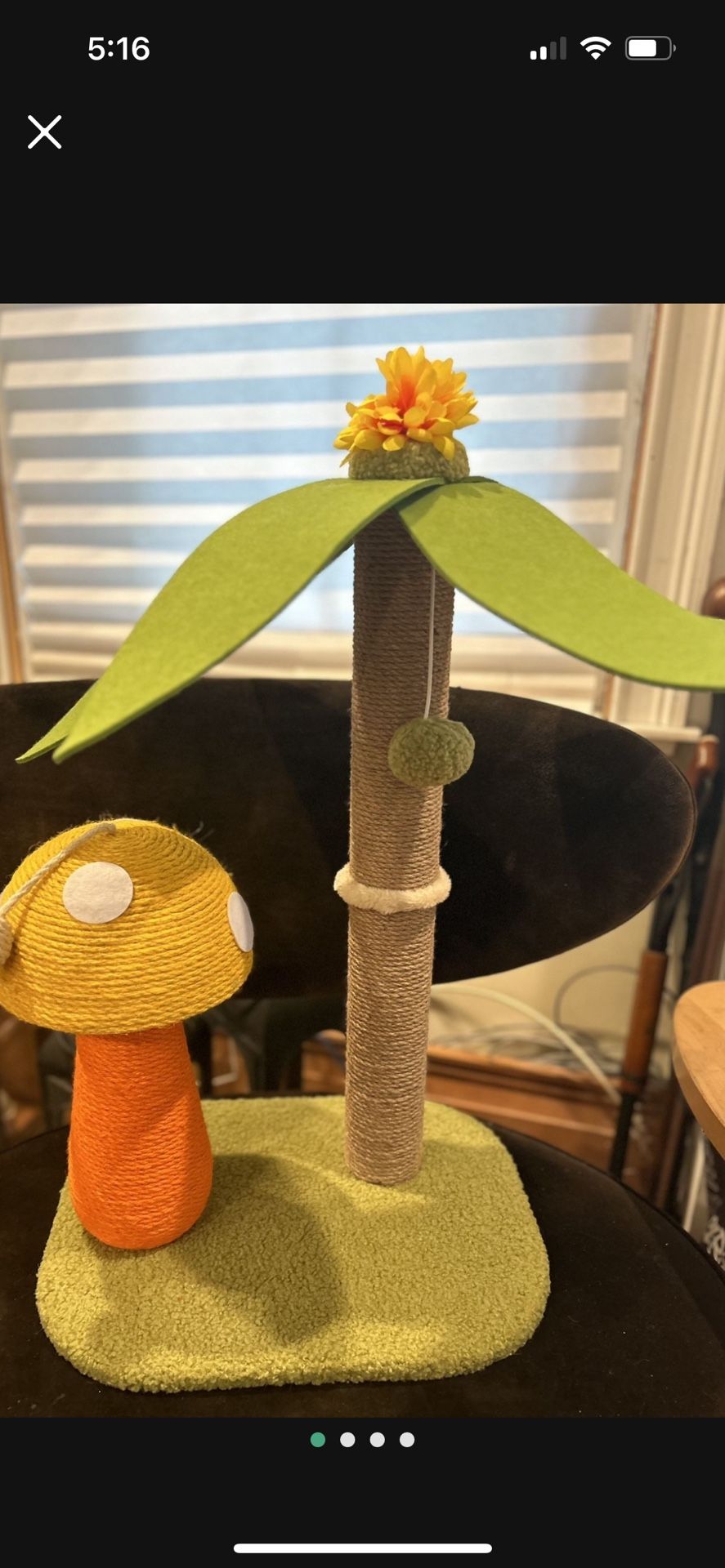 Cutest Cat Scratching Post With Mushroom And Palm Tree/ Flower