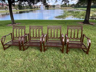 Set of 4 Brown Outdoor Aluminum Patio Chairs