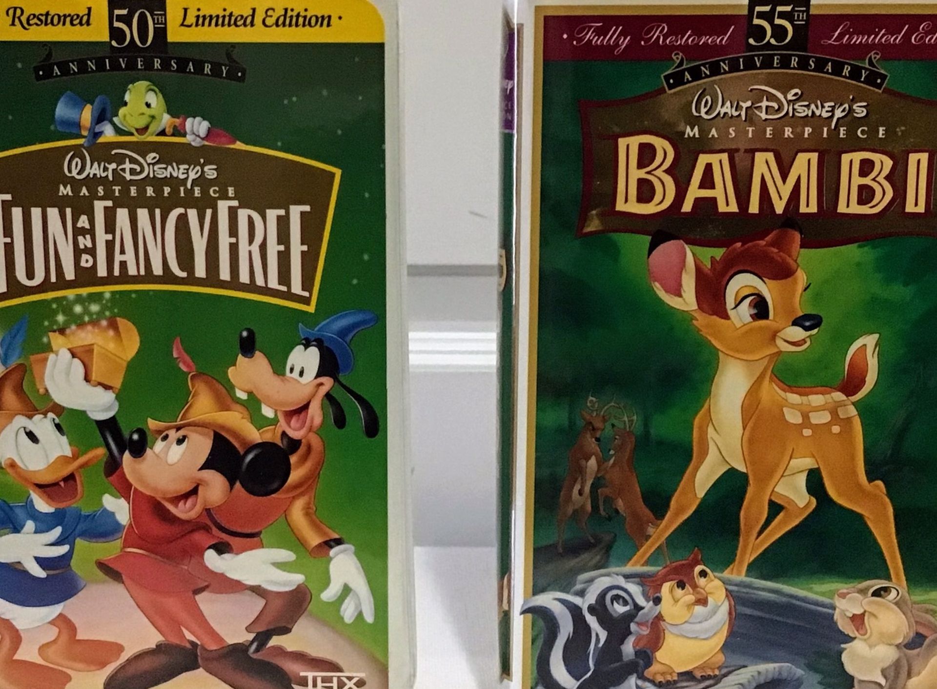 Disney VHS 50th Anniversary “Fun & Fancy Free” & 55th Anniversary “Bambi” ($50/both or $25/each)