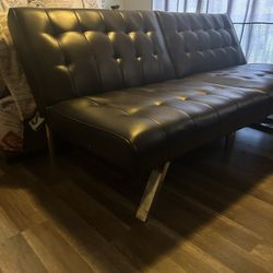 Ebony Faux Leather Futon Set 